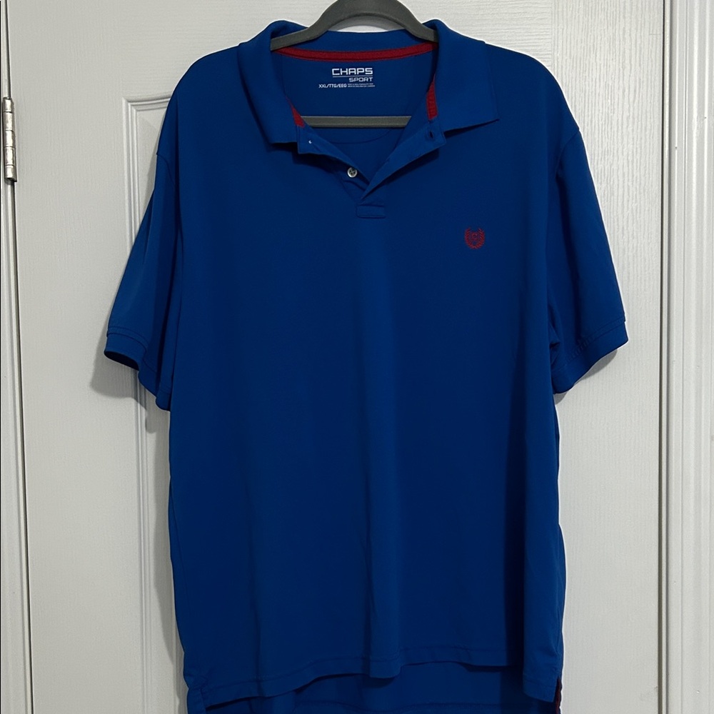 Chaps Sport Men's Polo Shirt in Rich Blue. XXL. Moisture wicking type material